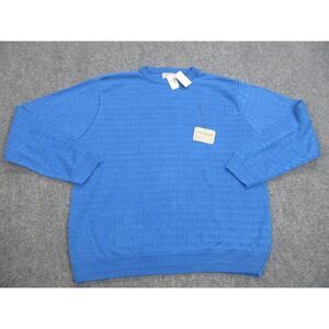 VINTAGE Tricots St Raphael Sweater Mens Extra Large Blue Linen Knit Made‎ In USA